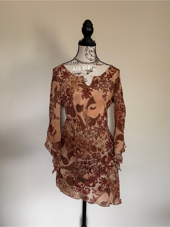 Dynamite Tops - Vintage Dynamite Y2K Whimsy Fairy Paisley Long Boho Top with Bell Sleeves